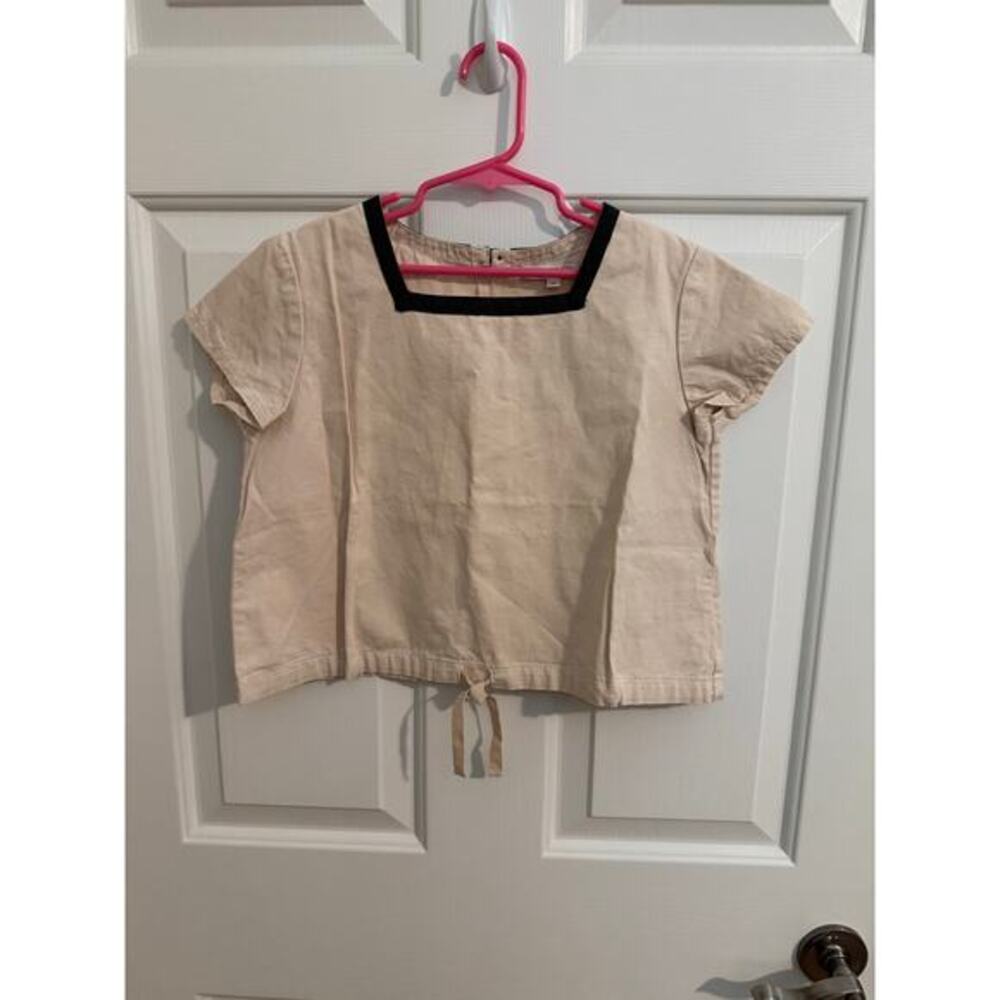 Caramel Baby & Child London New Cotton Linen Square Neck Top Camel Beige Girl 10